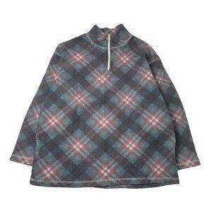 Vintage Just Jess Plaid 1/4 Zip Fleece L